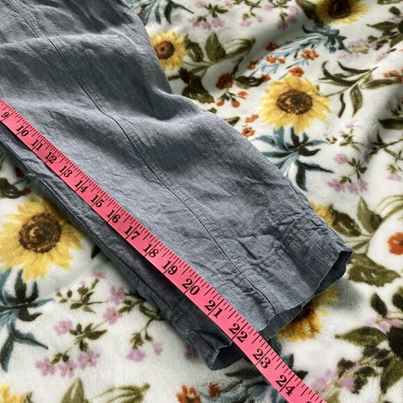 Ellen Tracy Linen Capri Pants Womens M Cropped Summer Coastal Boho Blue - Picture 2 of 9